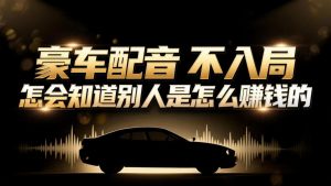 小众暴利赛道：豪车配音软件玩法，操作简单暴力，单人日入可达15W-网创资源站
