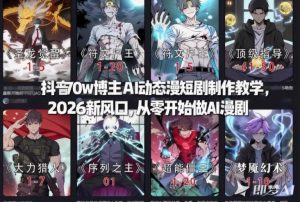 抖音70w博主AI动态漫短剧制作教学，2026新风口，从零开始做AI漫剧，普通人也能月入过W-网创资源站