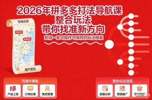 2026年拼多多打法导航课，整合玩法，带你找准新方向，获得一套可操作可保存的玩法模板-网创资源站