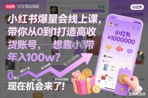 小红书爆量会线上课，带你从0到1打造高收益带货账号，想靠小红书带货年入100w？现在机会来了！(更新)-网创资源站