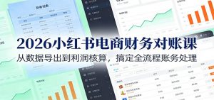 2026小红书电商财务对账课：从数据导出到利润核算，搞定全流程账务处理-网创资源站