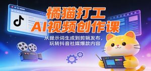 橘猫打工AI视频创作课：从提示词生成到剪辑发布，玩转抖音社媒爆款内容-网创资源站