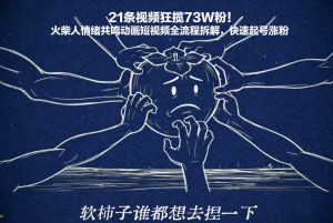 21条视频狂揽73W粉！火柴人情绪共鸣动画短视频全流程拆解，快速起号涨粉-网创资源站