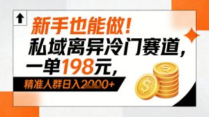 新手也能做！私域离异冷门赛道，一单198，精准人群日入1k+-网创资源站