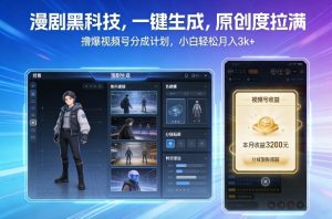 漫剧黑科技，一键生成，原创度拉满，撸爆视频号分成计划，小白轻松月入3k+-网创资源站