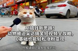 AI搞钱新思路！动物被迫采访搞笑短视频全攻略，0基础也能轻松涨粉变现-网创资源站
