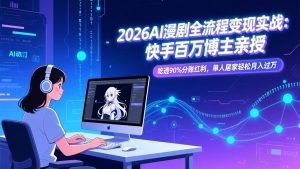 2026AI漫剧全流程变现实战：快手百万博主亲授，吃透90%分账红利，单人居家轻松月入过万-网创资源站