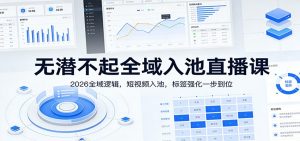 无潜不起全域入池直播课：2026全域逻辑，短视频入池，标签强化一步到位-网创资源站