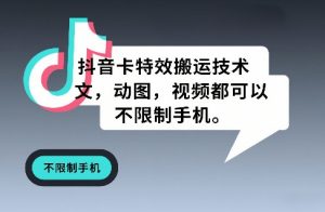 抖音卡特效搬运技术，图文，动图，视频都可以，不限制手机-网创资源站