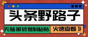 头条单账号日收益300+野路子玩法赛道，无脑搬砖复制粘贴，保姆级教程-网创资源站
