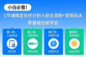 小白必看！1节课搞定伙伴计划入驻全流程+变现玩法，零基础也能学会-网创资源站