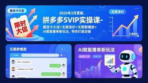 拼多多SVIP实操课-26年3月，截流卡大促+无痕涨价+无限群爆款+AI赋能爆单新玩法，带你打爆店铺-网创资源站