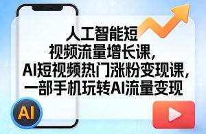 人工智能短视频流量增长课，AI短视频热门涨粉变现课，一部手机玩转AI流量变现-网创资源站