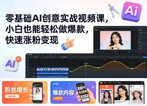 零基础AI创意实战视频课，小白也能轻松做爆款，快速涨粉变现-网创资源站