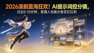 2026漫剧红利实锤！ AI 提示词控分镜， 普通人也能轻松月入过万-网创资源站
