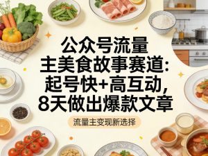 公众号流量主之美食故事赛道，起号快+高互动，8天就能做出爆款文章-网创资源站