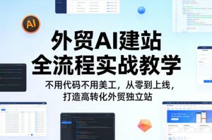 外贸AI建站全流程实战教学，不用代码不用美工，从零到上线，打造高转化外贸独立站-网创资源站