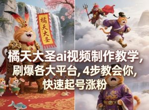 橘天大圣ai视频制作教学，刷爆各大平台，4步教会你，快速起号涨粉-网创资源站