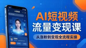 AI短视频流量变现课：一部手机玩转数字人克隆+爆款制作，从涨粉到变现全流程实操-网创资源站