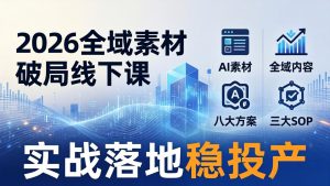 2026全域素材破局线下课：AI素材+全域内容+八大方案+三大SOP，实战落地稳投产-网创资源站