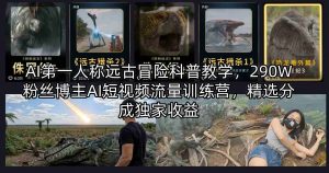 AI第一人称远古冒险科普教学，290W粉丝博主AI短视频流量训练营，精选分成独家收益-网创资源站