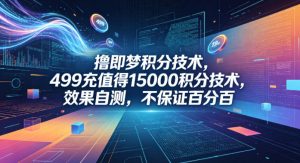 撸即梦积分技术，499充值得15000积分技术，效果自测，不保证百分百-网创资源站