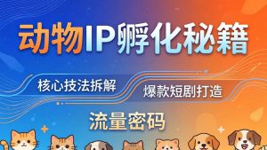 动物IP孵化全套秘籍，三大核心技法拆解，打造爆款萌宠短剧，轻松拿捏赛道流量密码-网创资源站