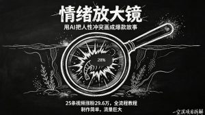 AI制作“情绪放大镜“视频，25条视频涨粉29.6W粉，流量巨大，制作简单，全流程教程-网创资源站