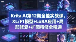 Krita AI第12期全能实战课，XL/F1模型+LoRA应用+局部修复+扩图精修全精通-网创资源站