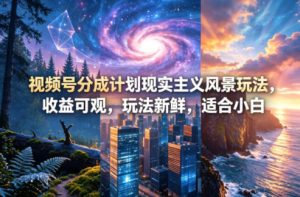 视频号分成计划现实主义风景玩法，收益可观，玩法新鲜，适合小白-网创资源站