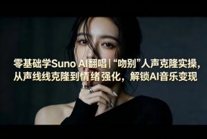 零基础学Suno AI翻唱｜《吻别》人声克隆实操，从声线克隆到情绪强化，解锁AI音乐变现-网创资源站