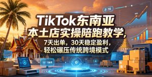 TikTok东南亚本土店实操陪跑教学，7天出单，30天稳定盈利，轻松碾压传统跨境模式-网创资源站