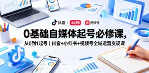 0基础自媒体起号必修课,从0到1起号|抖音+小红书+视频号全域运营变现课-网创资源站