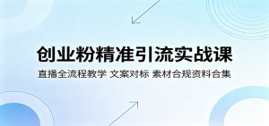 创业粉精准引流实战课：直播全流程教学，文案对标，素材合规资料合集-网创资源站
