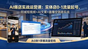 AI爆店实战运营课:实体店0-1流量起号,同城短视频+AI文案+直播全链路实战-网创资源站