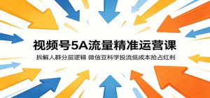 视频号5A流量精准运营课：拆解人群分层逻辑，微信豆科学投流低成本抢占红利-网创资源站