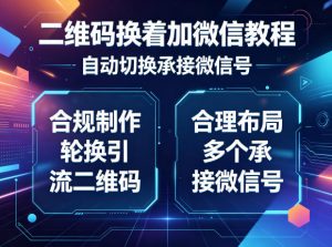 二维码换着加微信教程，自动切换承接微信号，合规制作轮换引流二维码，合理布局多个承接微信号-网创资源站