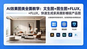 AI效果图类全面教学:文生图+图生图+FLUX,快速生成家具摄影棚级产品图-网创资源站