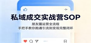 私域成交实战营SOP:朋友圈运营全流程,手把手教你跑通引流到变现完整闭环-网创资源站