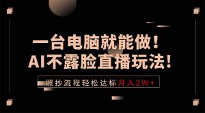 一台电脑就能做!AI不露脸直播玩法,照抄流程轻松达标月入2W+-网创资源站