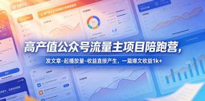 高产值公众号流量主项目陪跑营,发文章-起播放量-收益直接产生,一篇爆文收益1k+-网创资源站