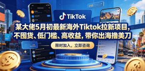 某大佬5月初最新海外Tiktok拉新项目,不囤货、低门槛、高收益,带你出海撸美刀-网创资源站
