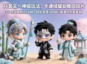 抖音又一神级玩法,卡通绒耀幼稚园短片,3个作品吸粉25.6W,轻松获赞300W+普通人也能复制-网创资源站