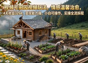 视频号田园视频玩法,情感温馨治愈,4天收益3294,变现能力强,小白可操作,实操全流程拆解-网创资源站
