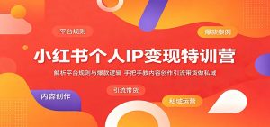 小红书个人IP变现特训营:解析平台规则与爆款逻辑,手把手教内容创作引流带货做私域-网创资源站