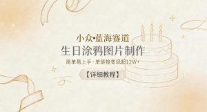 小众蓝海赛道,生日涂鸦图片制作,简单易上手,单链接变现超12W+【详细教程】-网创资源站