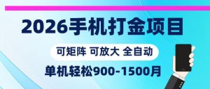 2026手机打金项目,小白轻松上手,单机900-1500月,可矩阵可放大【揭秘】-网创资源站