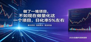 做了一堆项目,不如现在做量化这一个项目,模式简单,收益可控-网创资源站