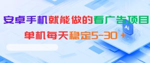 安卓手机就能做的看广告项目,单机每天稳定5-30+-网创资源站