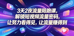 3天2夜流量陪跑课，解锁短视频流量密码，让努力看得见，让流量賺得到-网创资源站